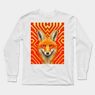 Spectrum Fox: Radiant Op Art Red Fox Design Long Sleeve T-Shirt